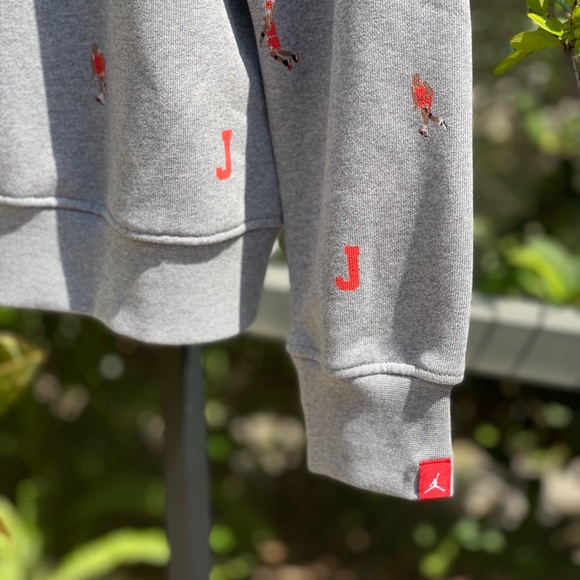 NIKE AIR JORDAN ESSENTIAL STATEMENT ALLOVER HOODIE GRAY - Picture 8 of 8